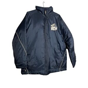 Starter BYU Cougars Jacket Mens L Navy Puffer Parka Full Zip Hooded Football